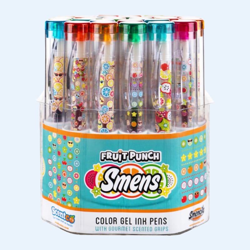 Fruit Punch Smens scented gel pens, 32-pack cylinder — school fundraiser donation prize