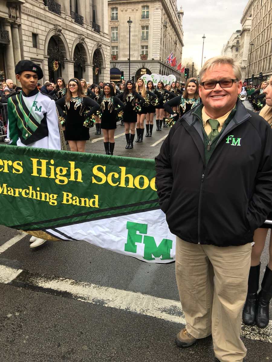 Mark Dahlberg leading the Fort Myers High School Marching Band down Regent Street in the London New Year’s Day Parade