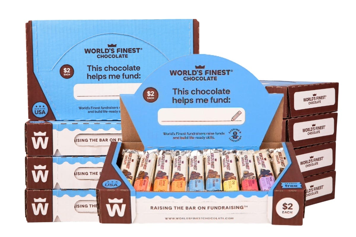 World's Finest Chocolate $2 variety pack fundraiser box with 40 chocolate bars for Florida school fundraising